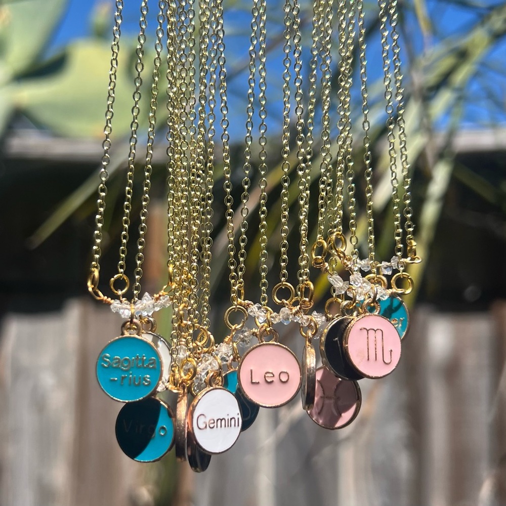 Herkimer Diamond Zodiac Gold Chain Necklace
